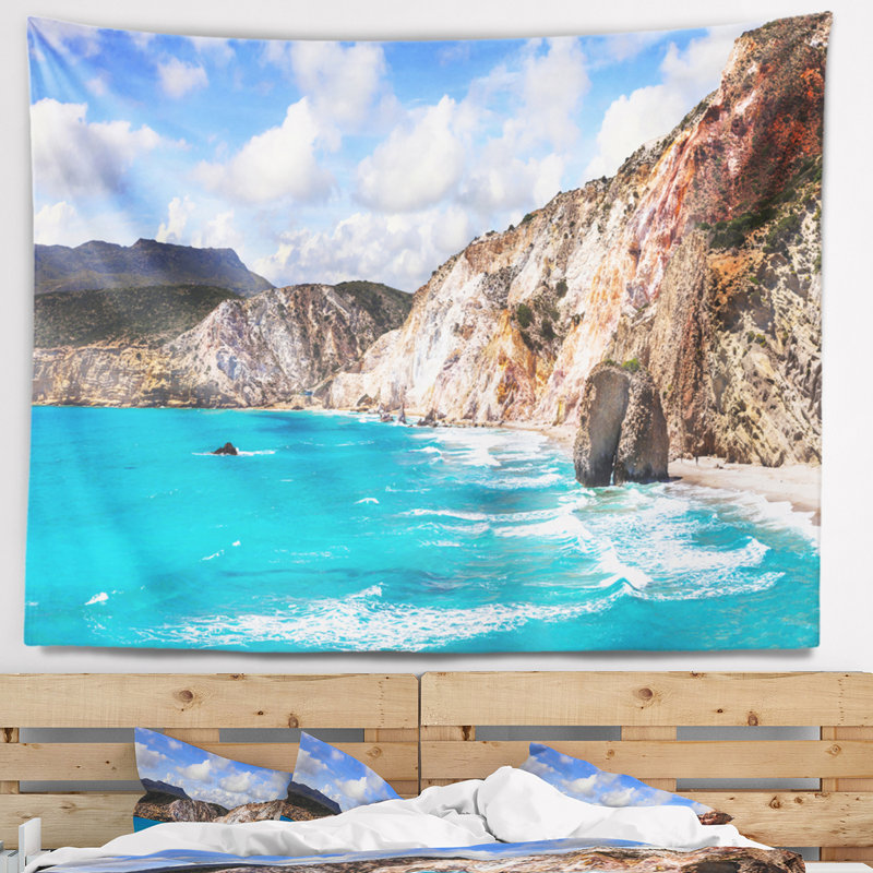 Beaches tapisserie de polyester en grec avec accessoires suspendus inclus, H 68 po x l 80 po
