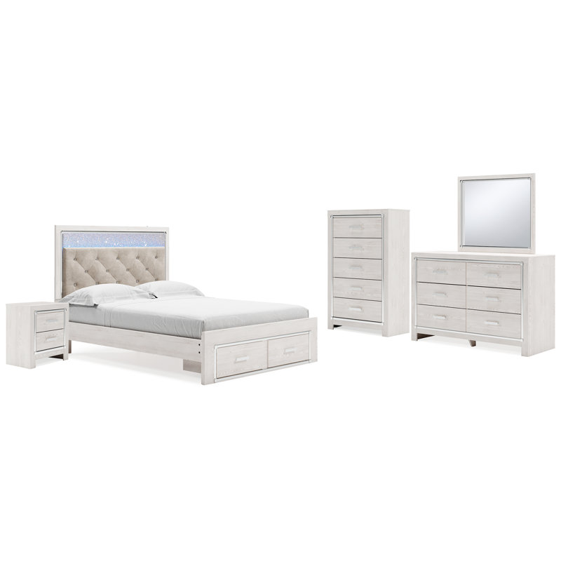 Lit, commode, miroir, commode et table de chevet Altyra, Roi