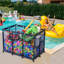 Kierah Metal Frame 10 Wheels Rolling Mesh Pool Float Storage Bin with Side Pockets Blue-1900103839