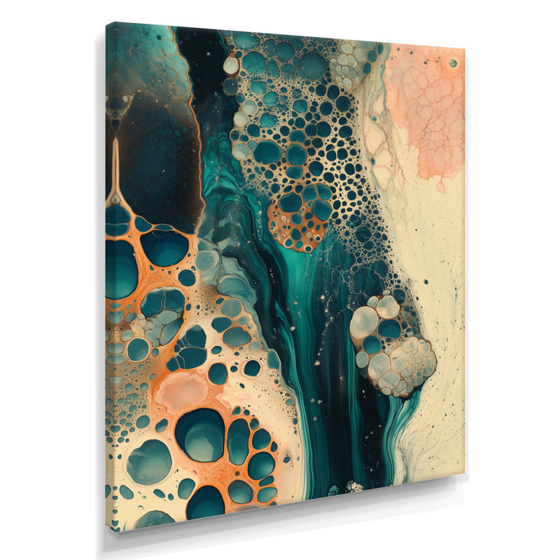Aime II - art mural moderne abstrait bleu encadré, 40" H x 30" W, Toile tendue