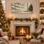 Snowy Pine Branches Outside Window With Tree And Christmas Canvas Wall Art-1278550005