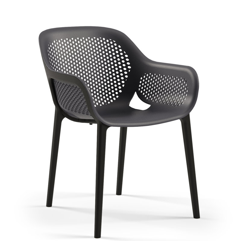 Chaise de salle à manger empilable Ahria, Noir