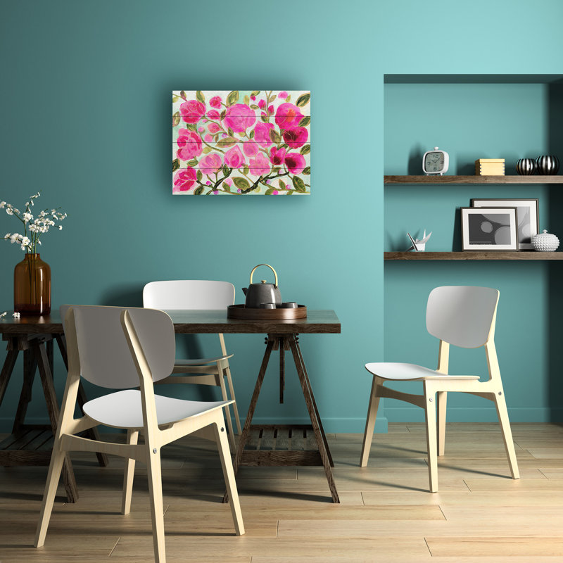 Carrie Schmitt, peinture florale 1, art en lattes de bois, H 12 po x l 16 po