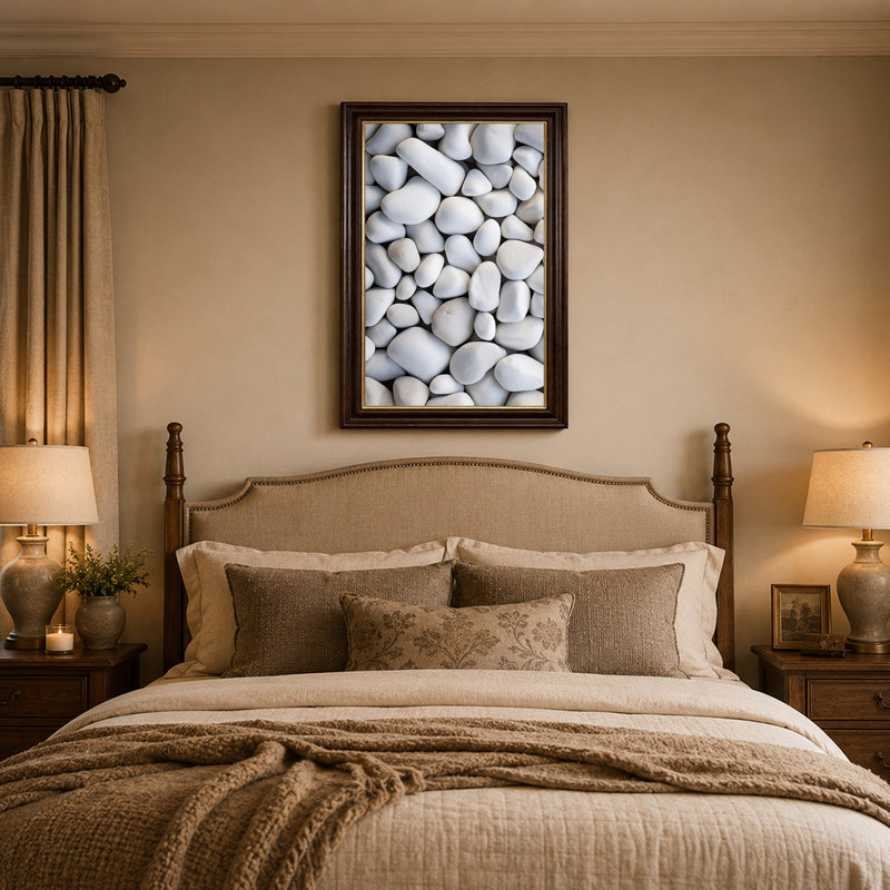 «White Smooth River Stones Close Up Texture», art mural sur toile, H 18 po x l 12 po
