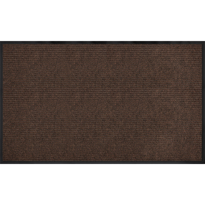 Mayberry Rug Weather Guard Door Mat, Made in the USA, Heavy Duty Entrance Mats, Commercial Office Doormat, Waterproof, Vinyl Backing, Boot Scraper, Walnut 3'x5'