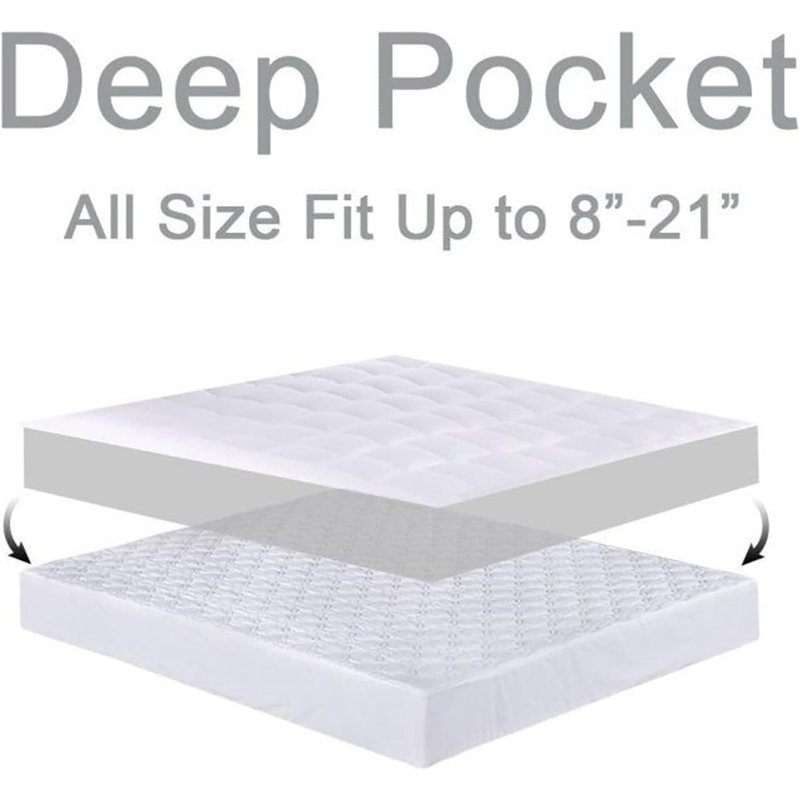 Cooling Mattress Topper for Back Pain – Extra Thick Pillow Top Mattress Pad with Deep Pocket 8-21 Inch, Soft Mattress Protector with 3D Snow Down Alternative Fill