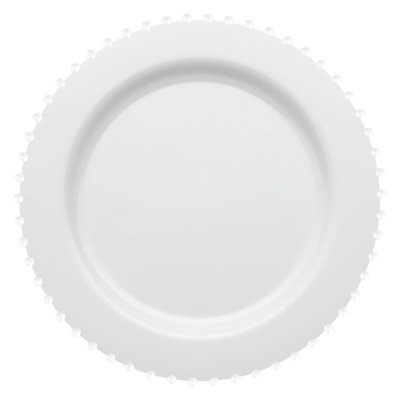 Assiettes plates rondes jetables en plastique blanc nacré (25 cm) - 120 assiettes