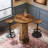 Round Bar Table Set, Farmhouse  Home Bar with 2 barstools