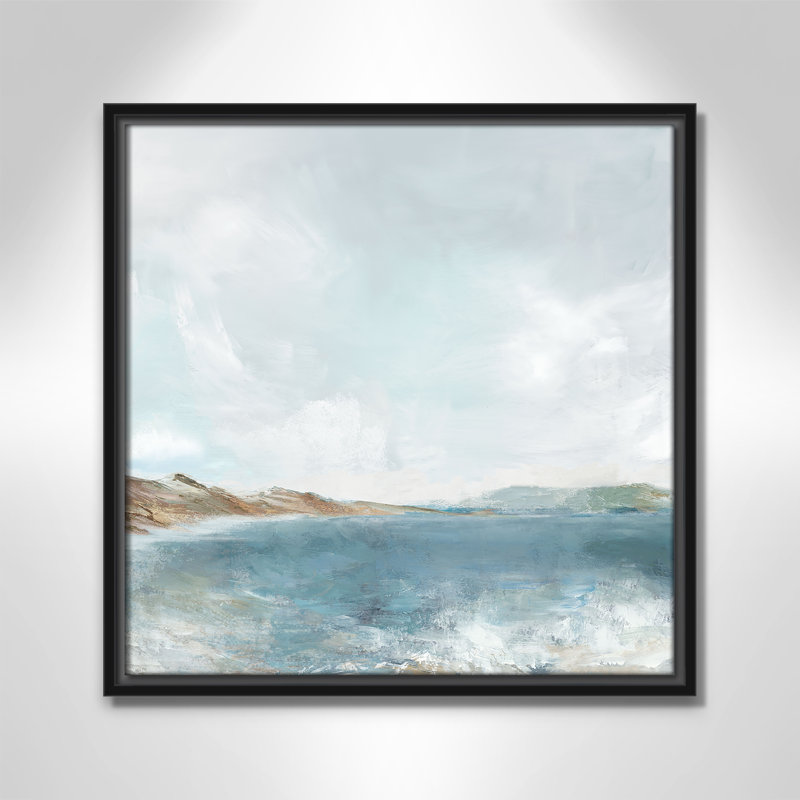 Echoes in Blue Print par PI Studio, H 17,5 po x l 17,5 po, Cadre flottant noir