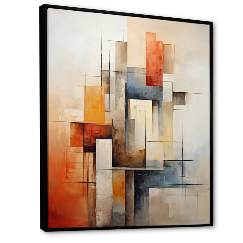Ireatha Cubism Fragmented Perspectives II - impression, H 44 po x l 34 po x P 1,5 po, Cadre flottant noir