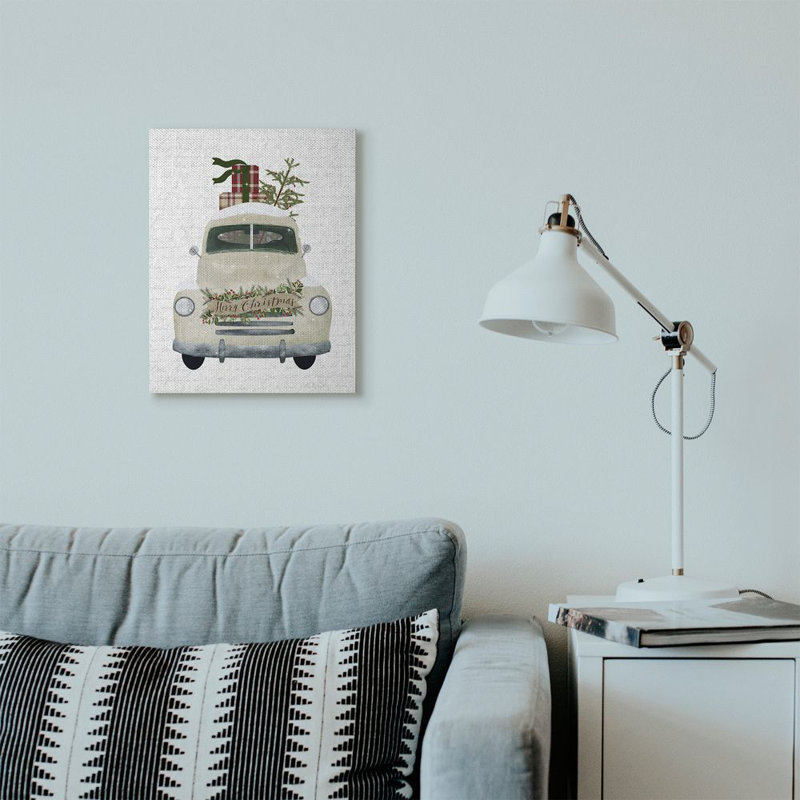 «Merry Christmas Snow Covered Truck», impression, H 20 po x l 16 po, Toile tendue