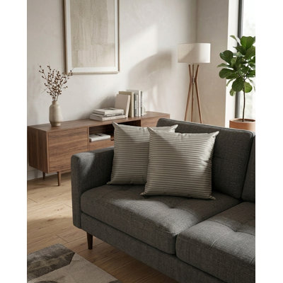 Handmade Eco-Friendly 16''X16'' Decorative Cushion Covers Stripe Silk Gray Indoor, Pack of 1