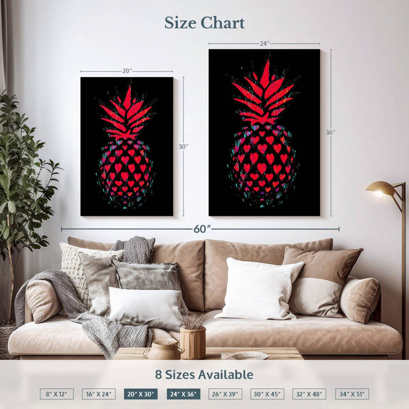 Yarlin Heart Dotted Pineapple, 36" H x 24" W