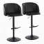 Tabouret de bar réglable en métal noir et similicuir noir avec repose-pieds arrondi en forme de T, ensemble de 2-134822399