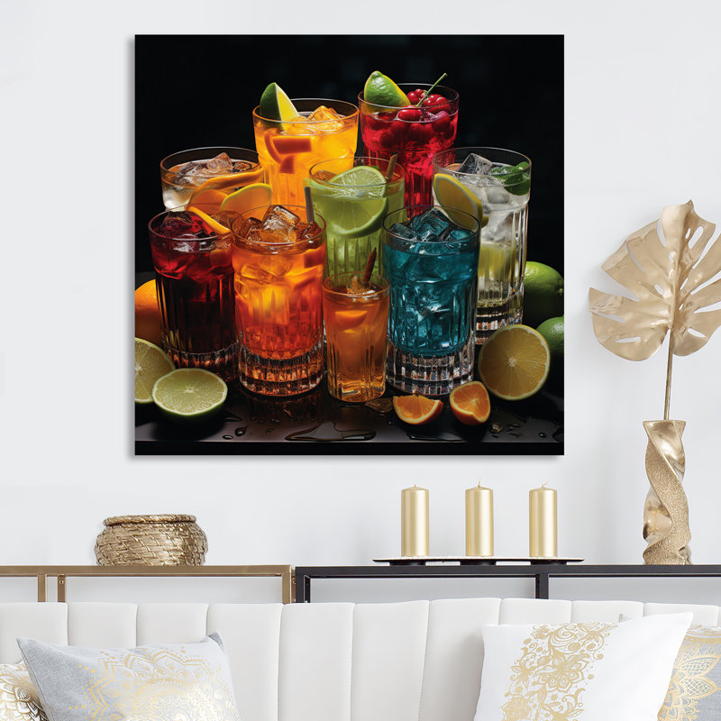 Cocktail Impression III, H 24 po x l 24 po x P 1 po, Toile tendue