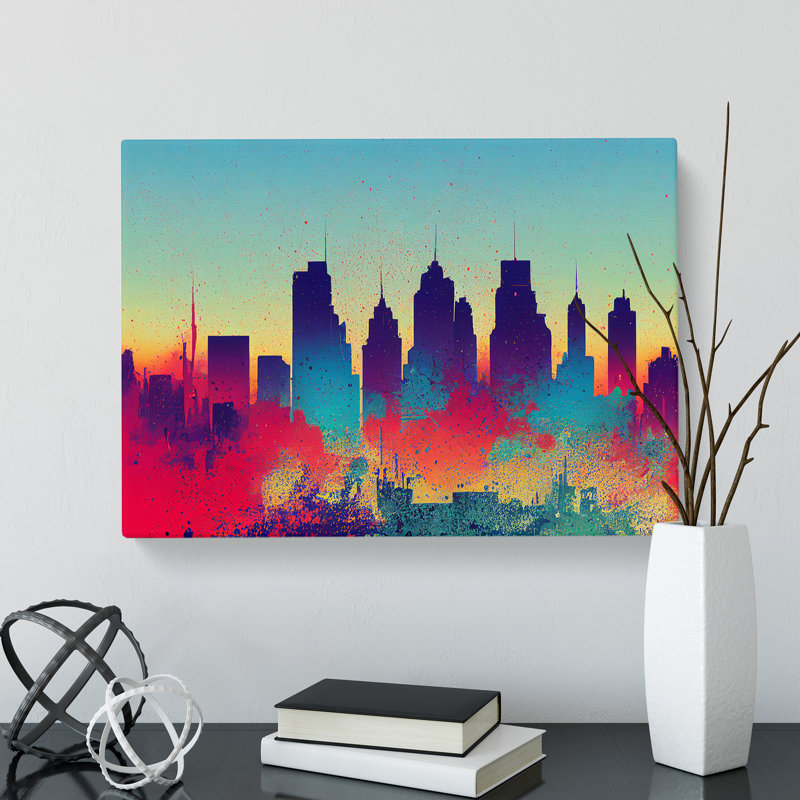Skyscraper Skyline Splash Vol.6 Abstract - Wrapped Canvas, 35cm H x 50cm W x 3cm D