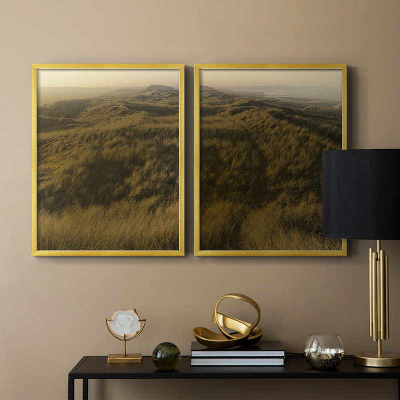 Impression encadrée Golden Fog I-Premium - prête à être accrochée - aucun clou requis - aucun clou requis, Doré