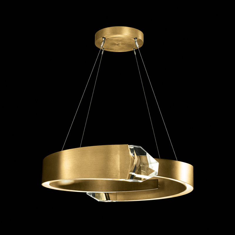 Strata LED Wagon Wheel Chandelier, Gold Leaf