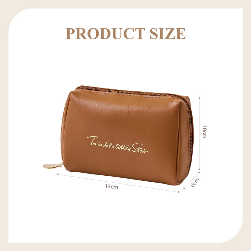 PU Leather；Nylon Zipper Makeup Organiser, Brown