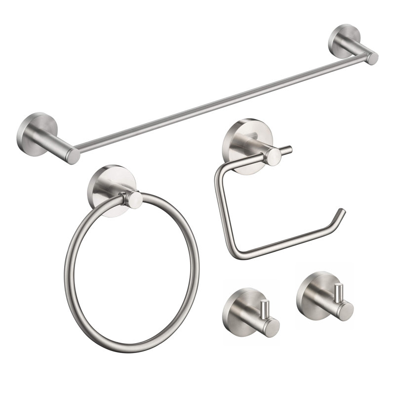 Circular 5 - Piece Bathroom Hardware Set, Brushed Nickel