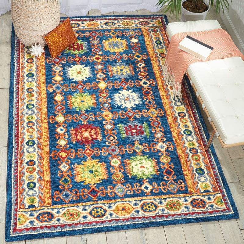Beahm Oriental Wool Hand Woven Area Rug, Rectangle 122 x 183cm
