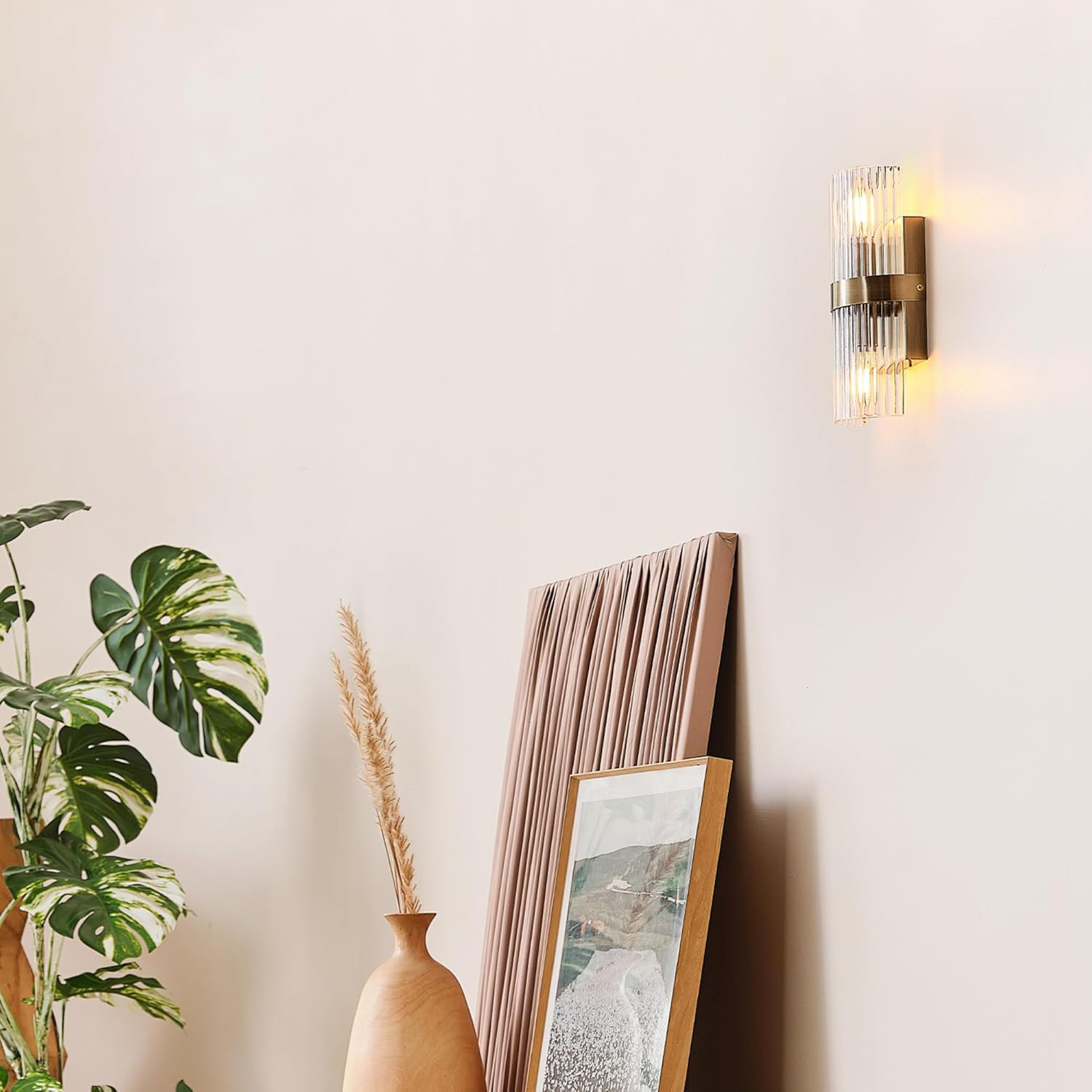 Everly Quinn Globe Electric Matte Brass Wall Sconce With Ribbed Glass  Shades, E12 Sockets - Living Room Wall Lighting | Wayfair, image size:1500x1500