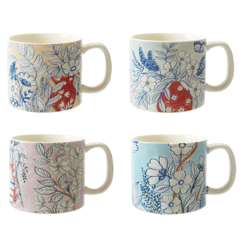 Floral Stoneware Mugs