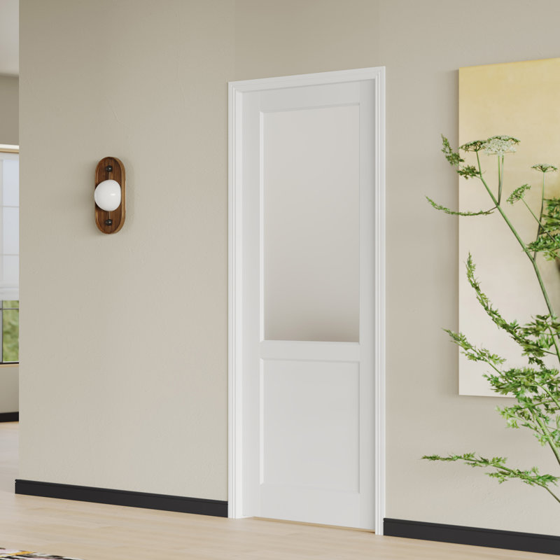 Panneau de porte intérieur avec cadre assorti - panneau de verre et panneau de porte en panneau de fibres à densité moyenne blanc