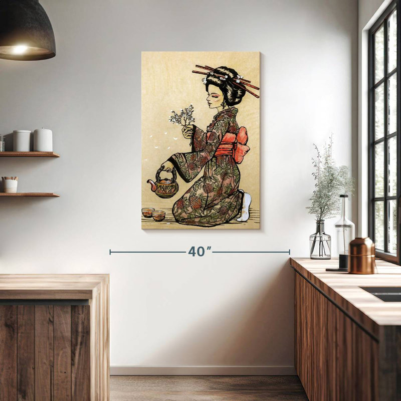 Leisha Geisha Serving Tea, 39" H x 26" W
