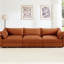 Chenille orange à 3 places, tiroirs coulissants pour un rangement facile dans le salon, enveloppé de coussins d'accoudoir avec rangement caché dans le siège, tissu usé, style nordique-2067606035
