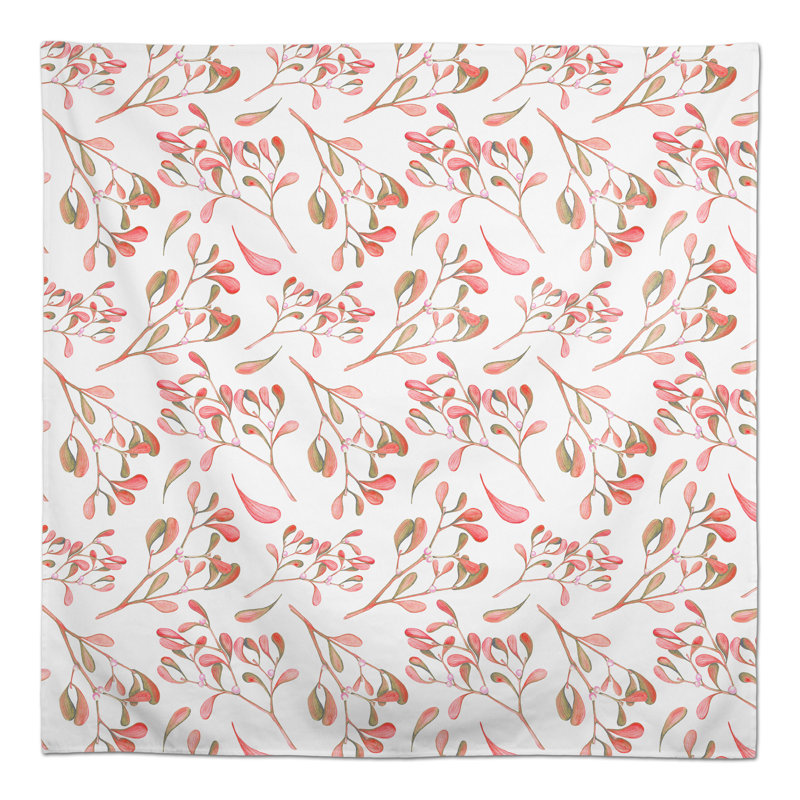 Watercolor Leaves And Berries Gray 2 Tablecloth, Red