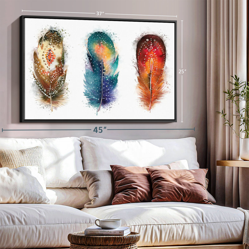 " Feather Patterns Splatter Canvas Print ", 25" H x 37" W