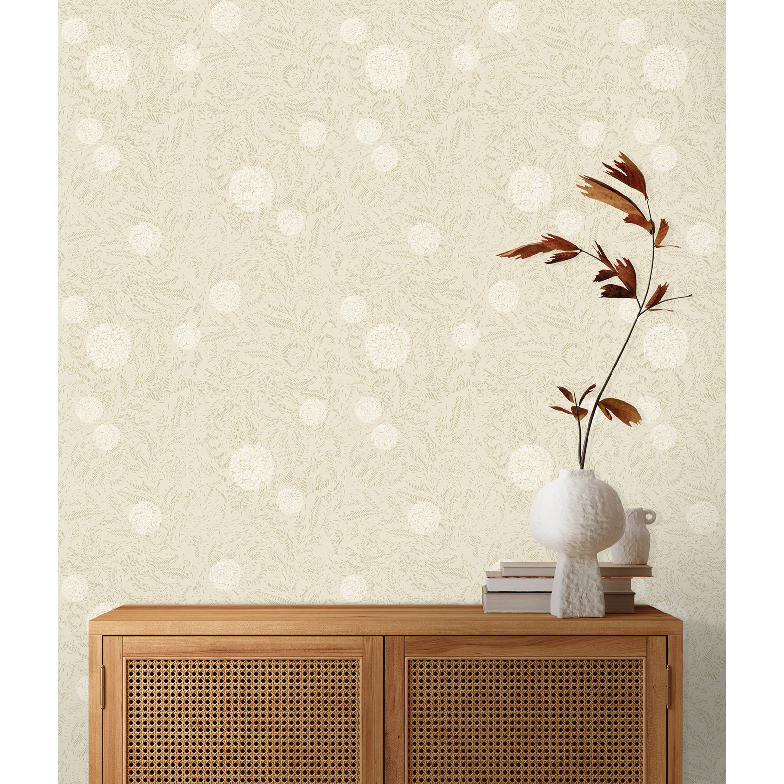 Yuki Osada Floral Wallpaper, Tan/Cream