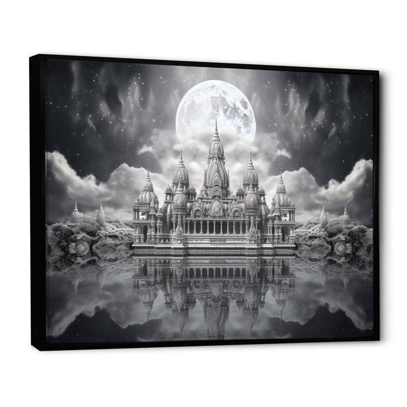 Hinduisim Art Celestial Abode - Spiritual Canvas Wall Art, H 12 po x l 20 po x P 1 po, Cadre flottant noir