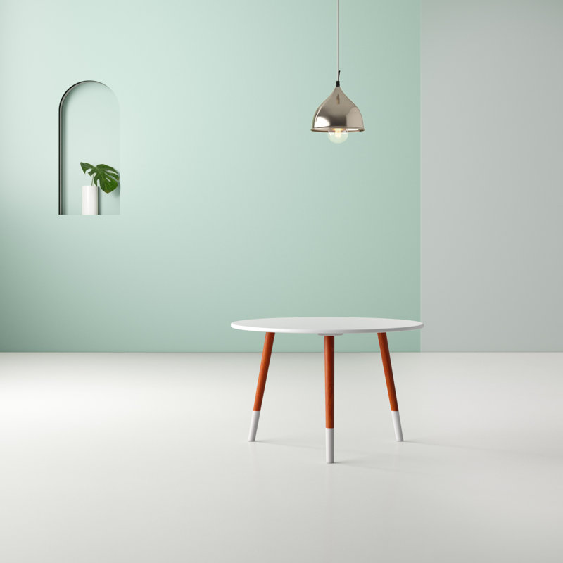 Table basse à 3 pieds Danka, Blanc / Noyer