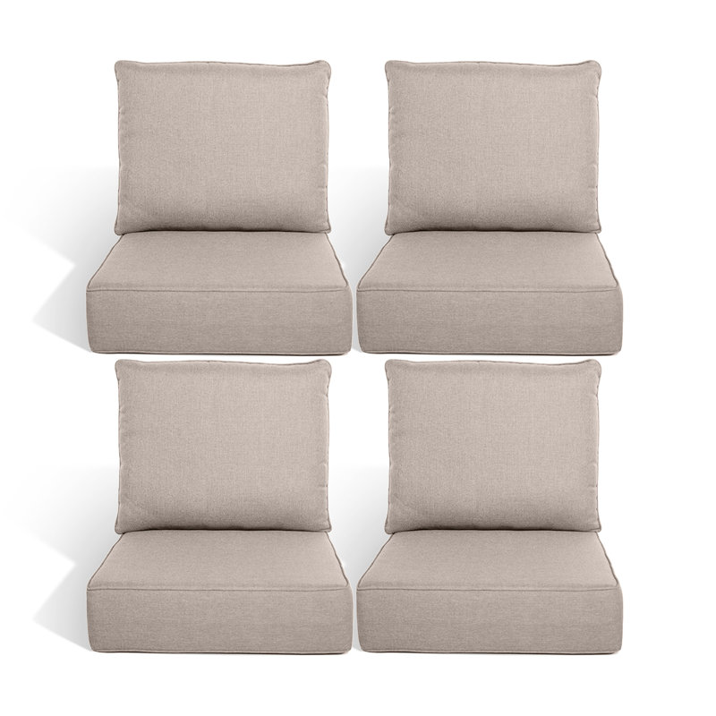 Coussin de siège / dossier de remplacement pour l'extérieur 6 po, 4, L 22 po x P 24 po, Beige
