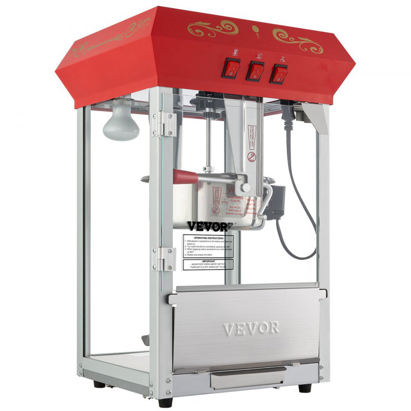 VEVOR 8 Oz. Tabletop Popcorn Machine, Popcorn Machine Stand / Cart