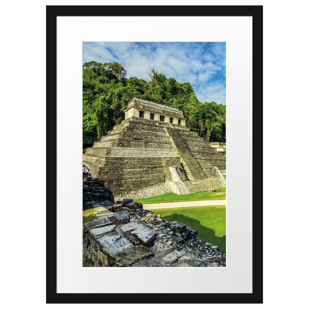 Gerahmtes Poster Maya Pyramiden aus Palenque