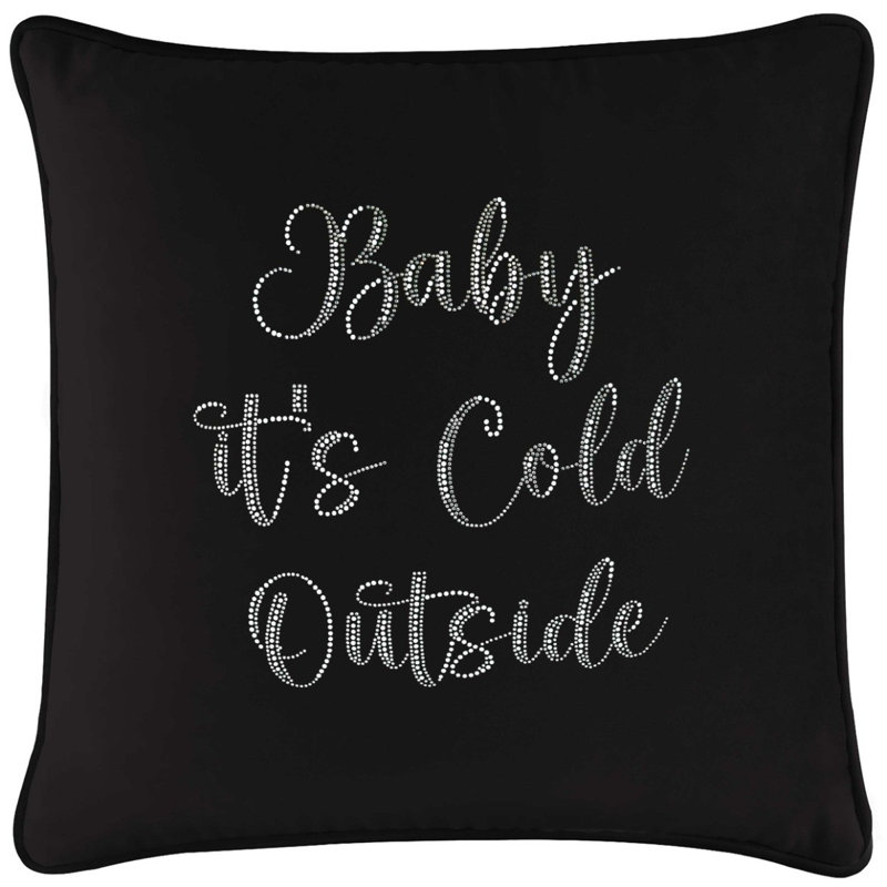 Coussin Sparkles Home Strass | Rembourrage en plumes | Luxe, Carré 20 po, Velours noir