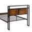 Lit plateforme simple en métal avec tête de lit en bois et port, éclairage à DEL, télécommande, pas de sommier requis, espace de rangement spacieux, mode d'assemblage facile, style moderne