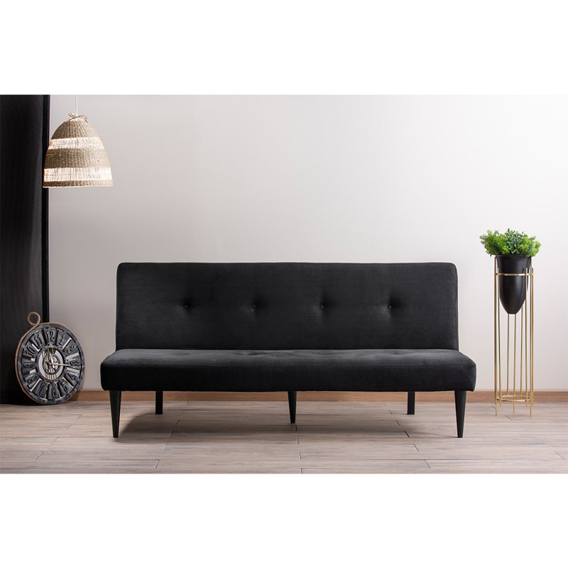 72.8'' Upholstered Convertible Sofa, Black