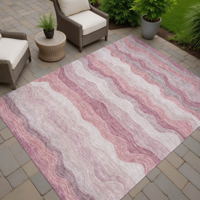 Machine Washable Indoor/Outdoor Lanphear ACN2397 Stripes Rug, Rectangle 5' x 7'6"