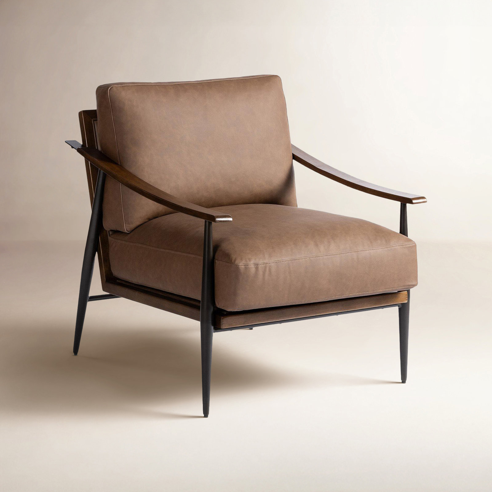 Paralimni Upholstered Armchair, Maestro Cigar Genuine Leather