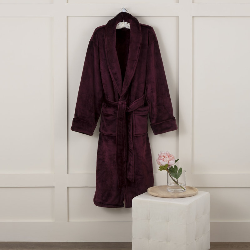 Peignoir mi-mollet en velours avec poches, Figue