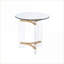 Table basse ronde à finition dorée avec plateau en verre trempé, facile à nettoyer et amp; Facile à assembler pour le salon