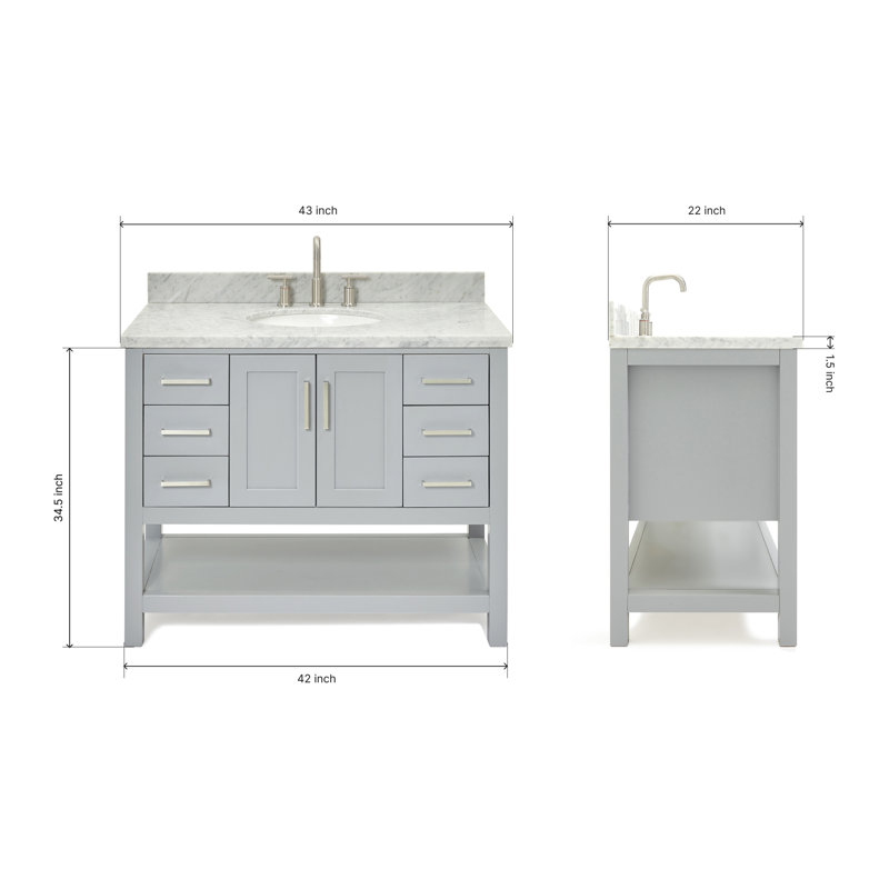 Magnolia Bath Vanity Rectangular Basin S043SCWRV, Oval, Gray