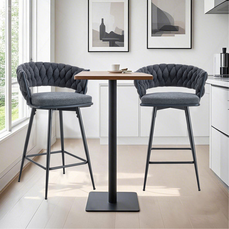 Ensemble de tabourets de bar Modern Modern Stationary, Gris foncé, 2
