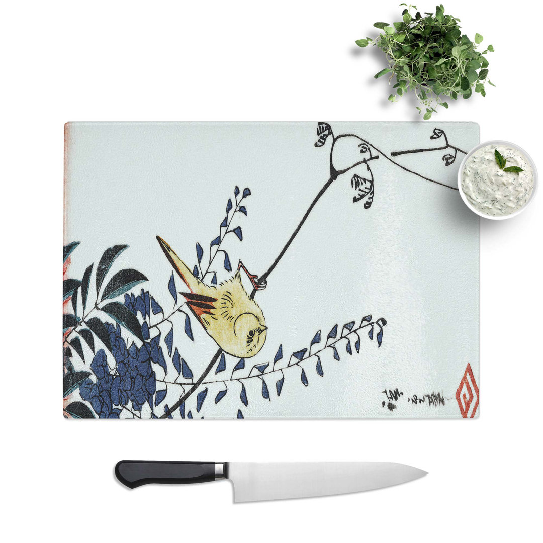 Tempered Glass Canary and Wisteria Chopping Board