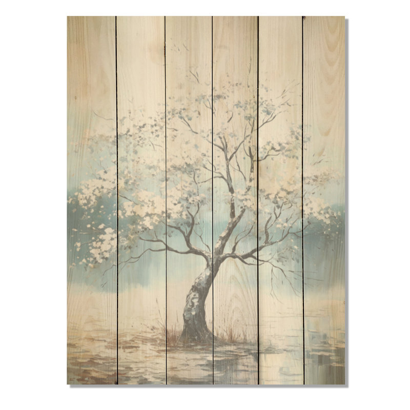 Érable dans des tons de bleu orageux - Art sur bois d'érable sur bois de pin naturel, H 32 po x l 24 po