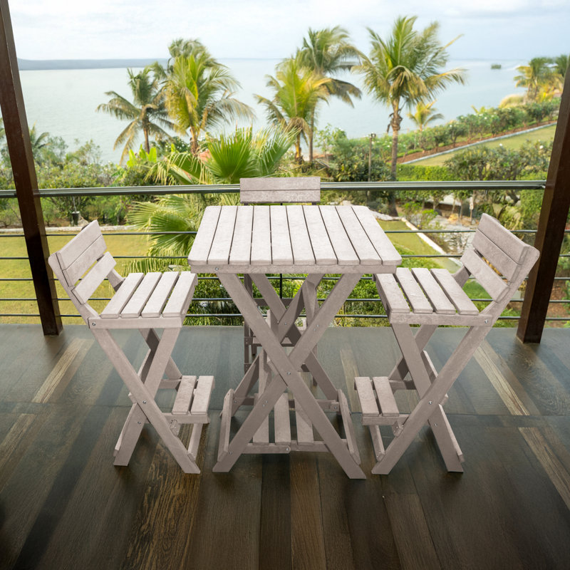 Key West Recycled HDPE Outdoor Folding Bar Stool, Ivory
